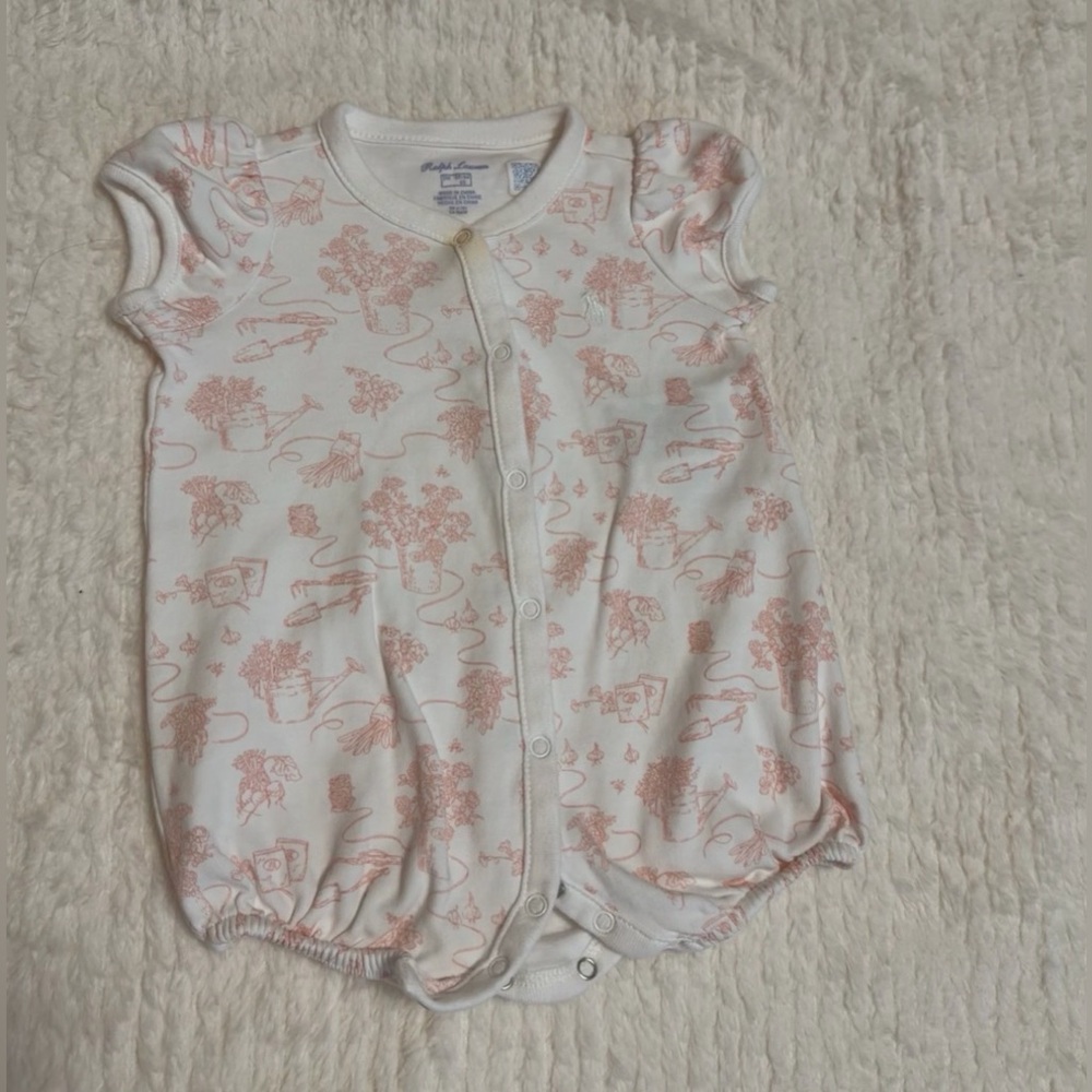 Ralph Lauren White and Pink Floral Onesie